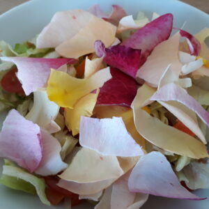 Rose petals in salad